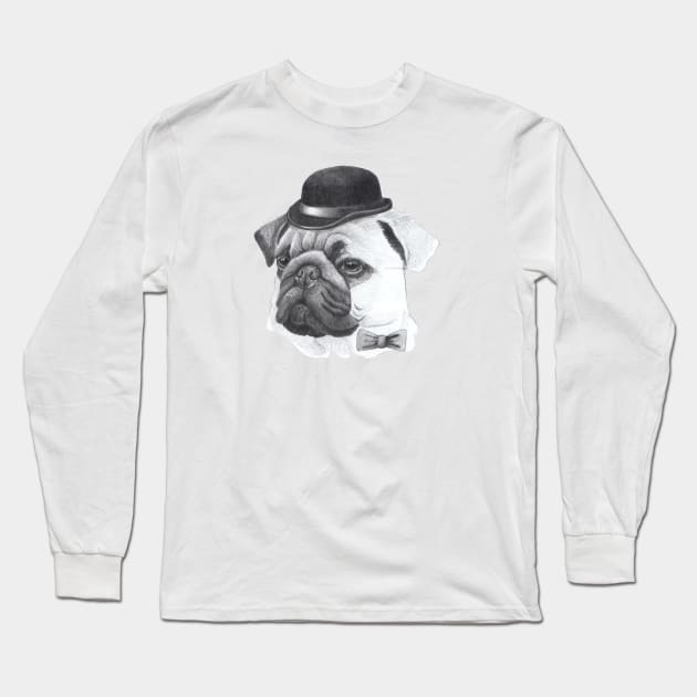 Pug with bowler Long Sleeve T-Shirt by doggyshop